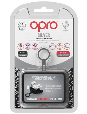 Opro Silver Match Level Gumshield (10yrs - Adult) - Clear
